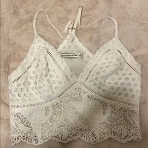 Abercrombie and Fitch white lace crop top